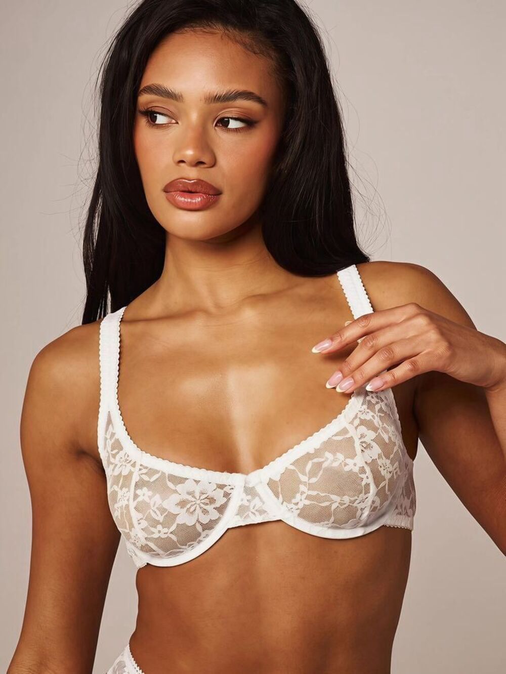 White Chantelle Lace Unlined Balconette Bra 32DD